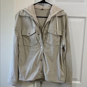 Light Beige Hooded Shacket Jacket - Women's